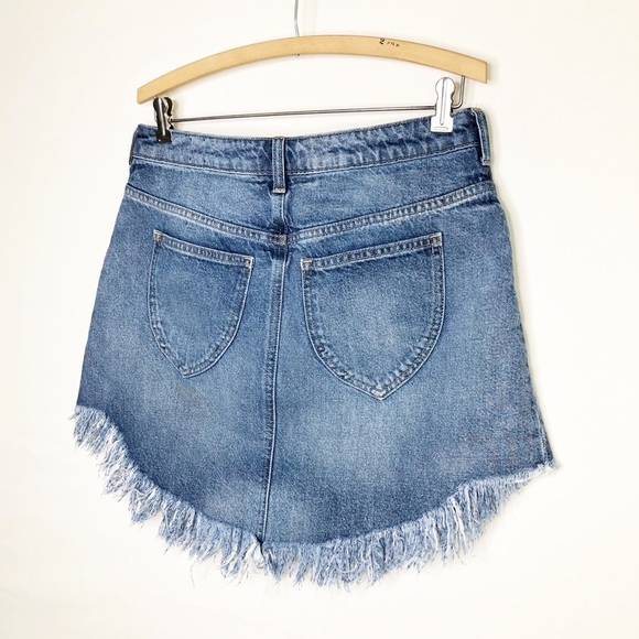 Free people with the free Bailey denim fringe mini skirt - Picture 8 of 12